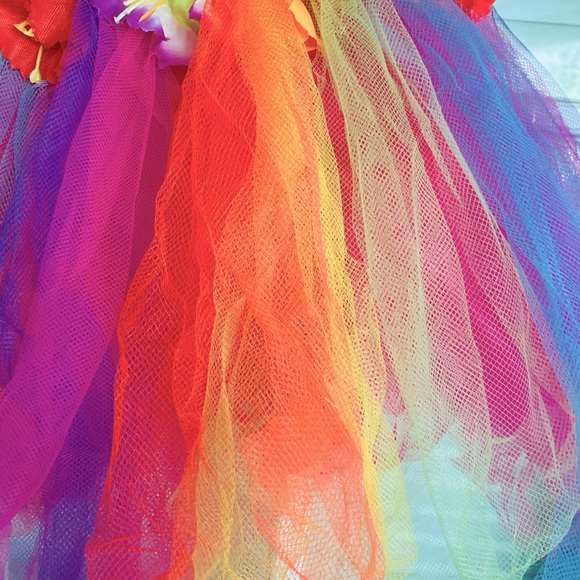 NRFP 🌈 Rainbow Tulle TuTu Hibiscus Flowers 🌸🌈🌸 - Picture 5 of 6